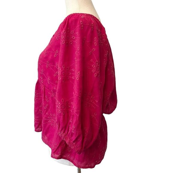 Sofia Vergara Hot Pink Embroidered Empire Waist Boho Style Top XL - Picture 3 of 8